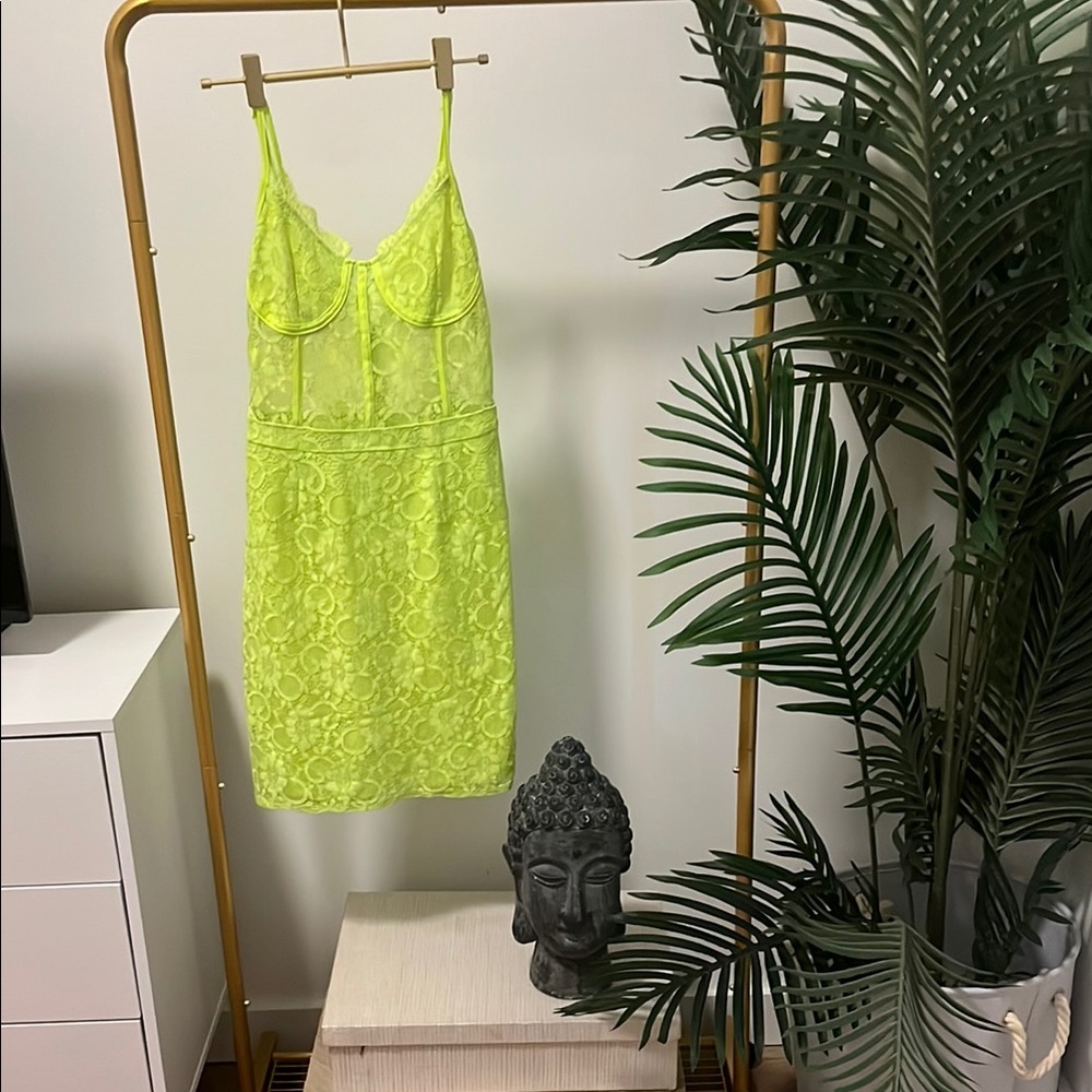 Neon Yellow Lace Dress